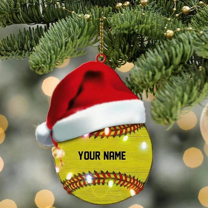 woobles Personalized Baseball Ornament,Baseball and Mitt Ornament Personalized | Sports Game Theme Novelty Decorative Gift Boy Men Christmas Classic Balls Party Supplies Home - Image 3
